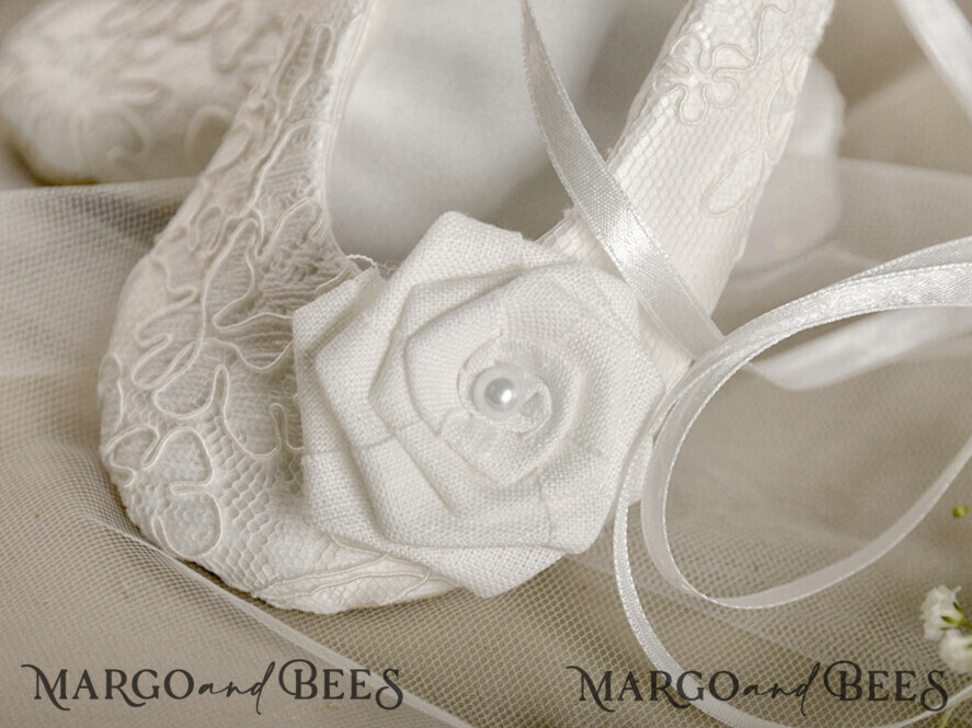BASKET, PILLOWS & SHOES Satin Flower Girl Shoes pillow