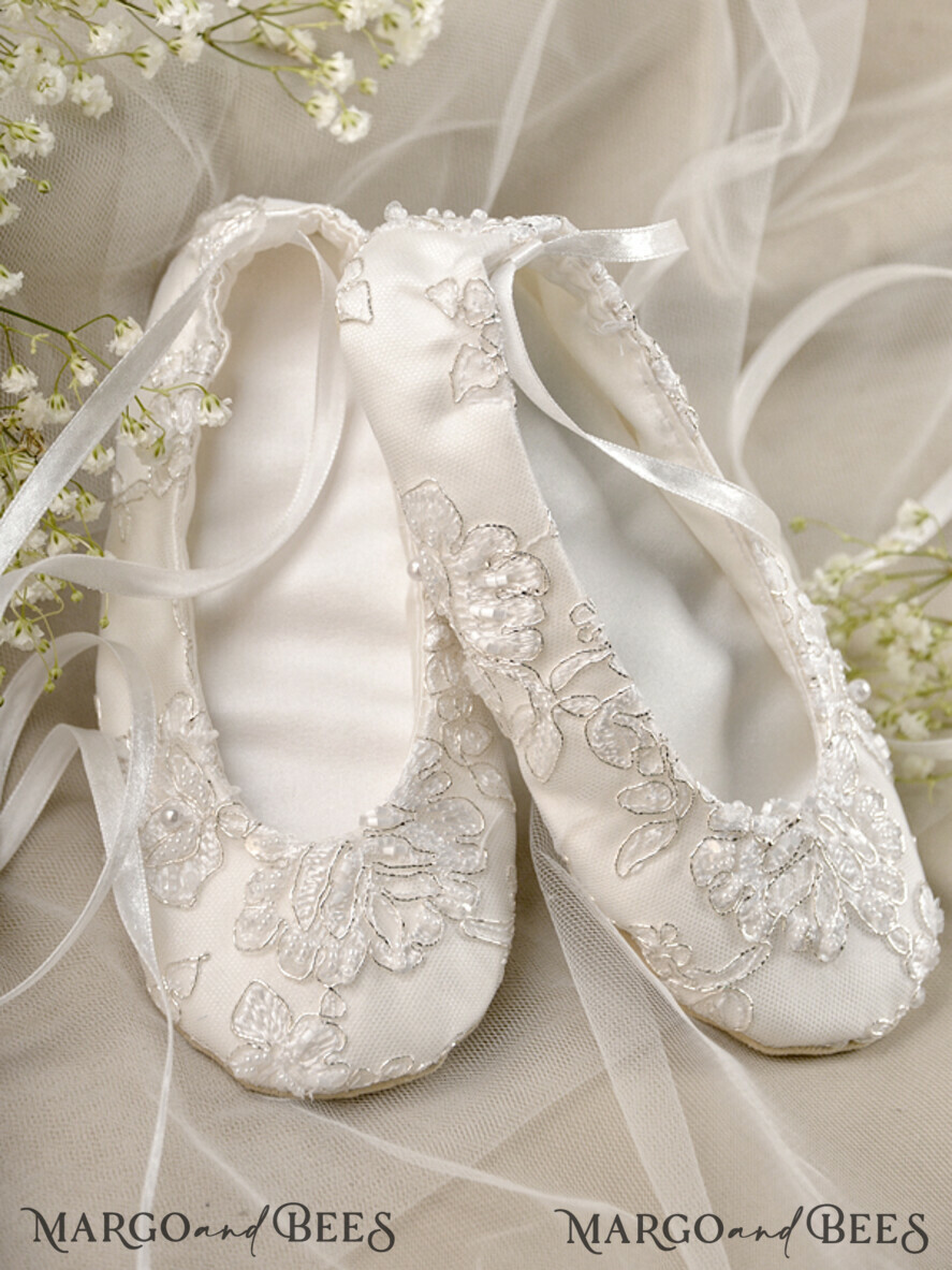 BASKET, PILLOWS & SHOES Satin Flower Girl Shoes basket