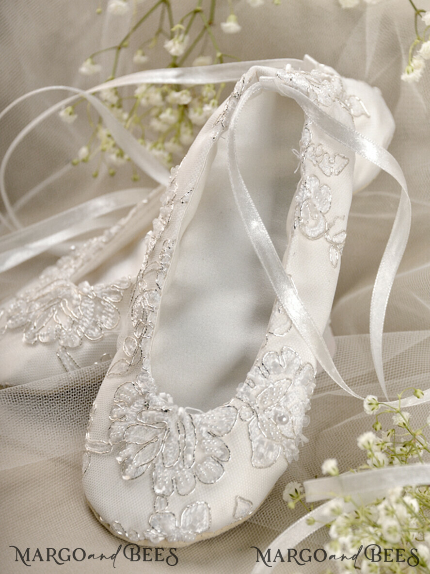 BASKET, PILLOWS & SHOES Satin Flower Girl Shoes basket