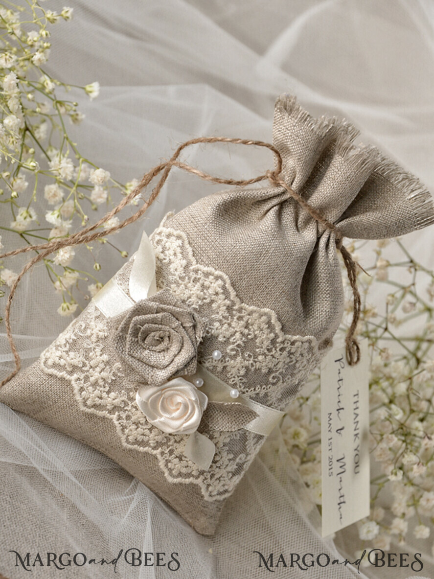 WEDDING FAVORS Shabby Chic Linen Favor Bags wedding favor ideas, shabby chic linen bags and tags