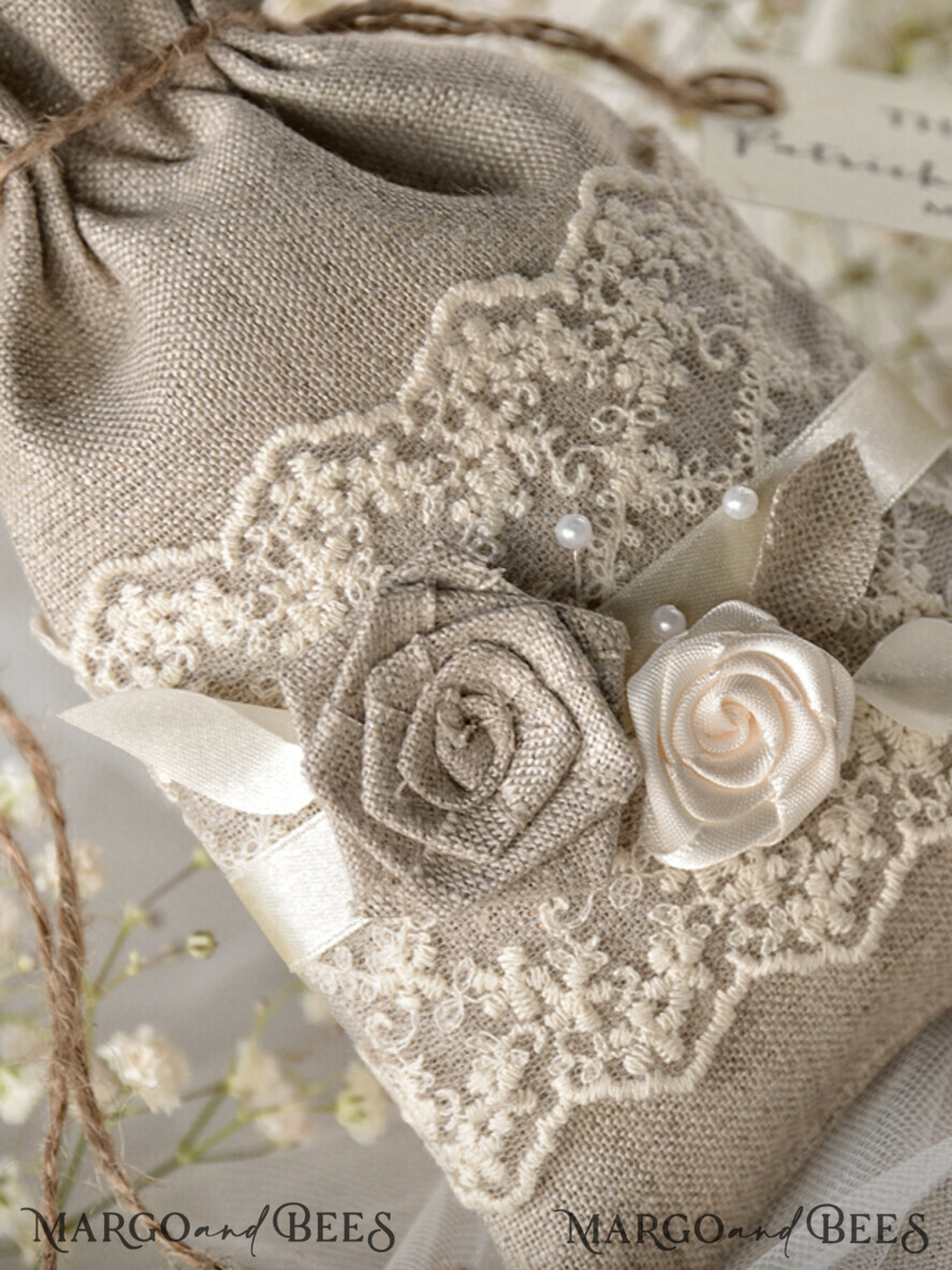 WEDDING FAVORS Shabby Chic Linen Favor Bags wedding favor ideas, shabby chic linen bags and tags