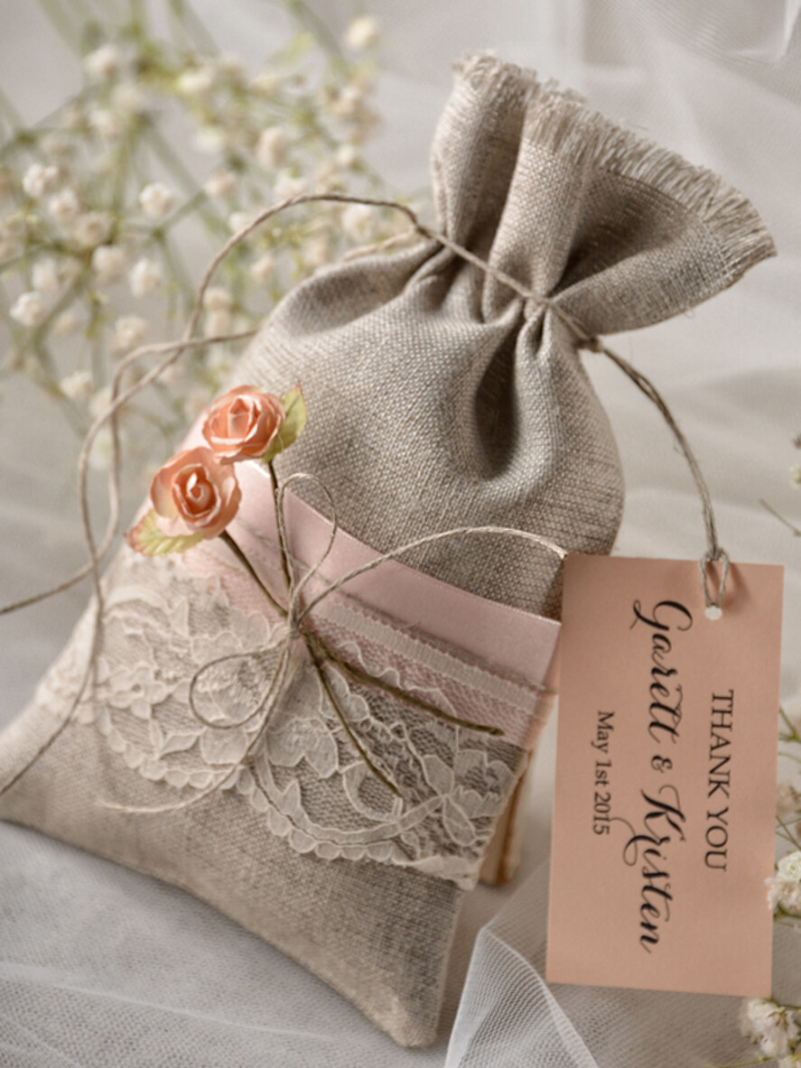 WEDDING FAVORS Shabby Chic Linen Favor Bags wedding favor ideas Rustic Linen bags