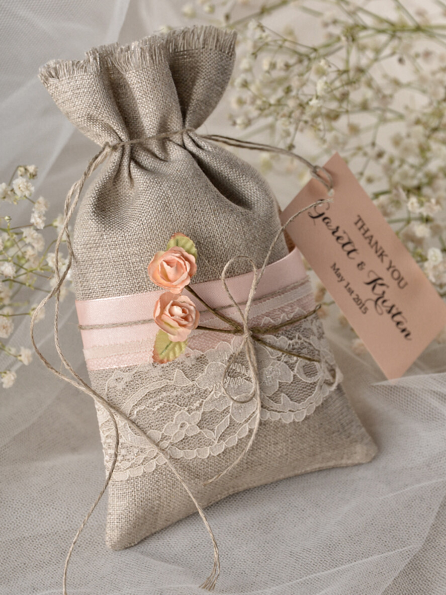 WEDDING FAVORS Shabby Chic Linen Favor Bags wedding favor ideas Rustic Linen bags