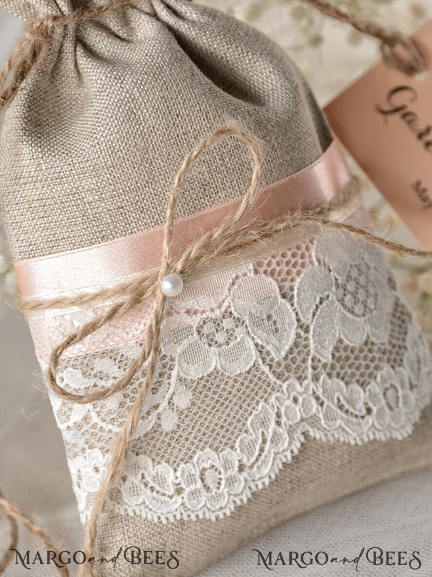 WEDDING FAVORS Shabby Chic Linen Favor Bags wedding favor linen rustic bags