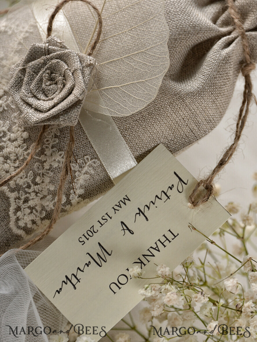 WEDDING FAVORS Shabby Chic Linen Favor Bags wedding Favors, shabby chic linen bags