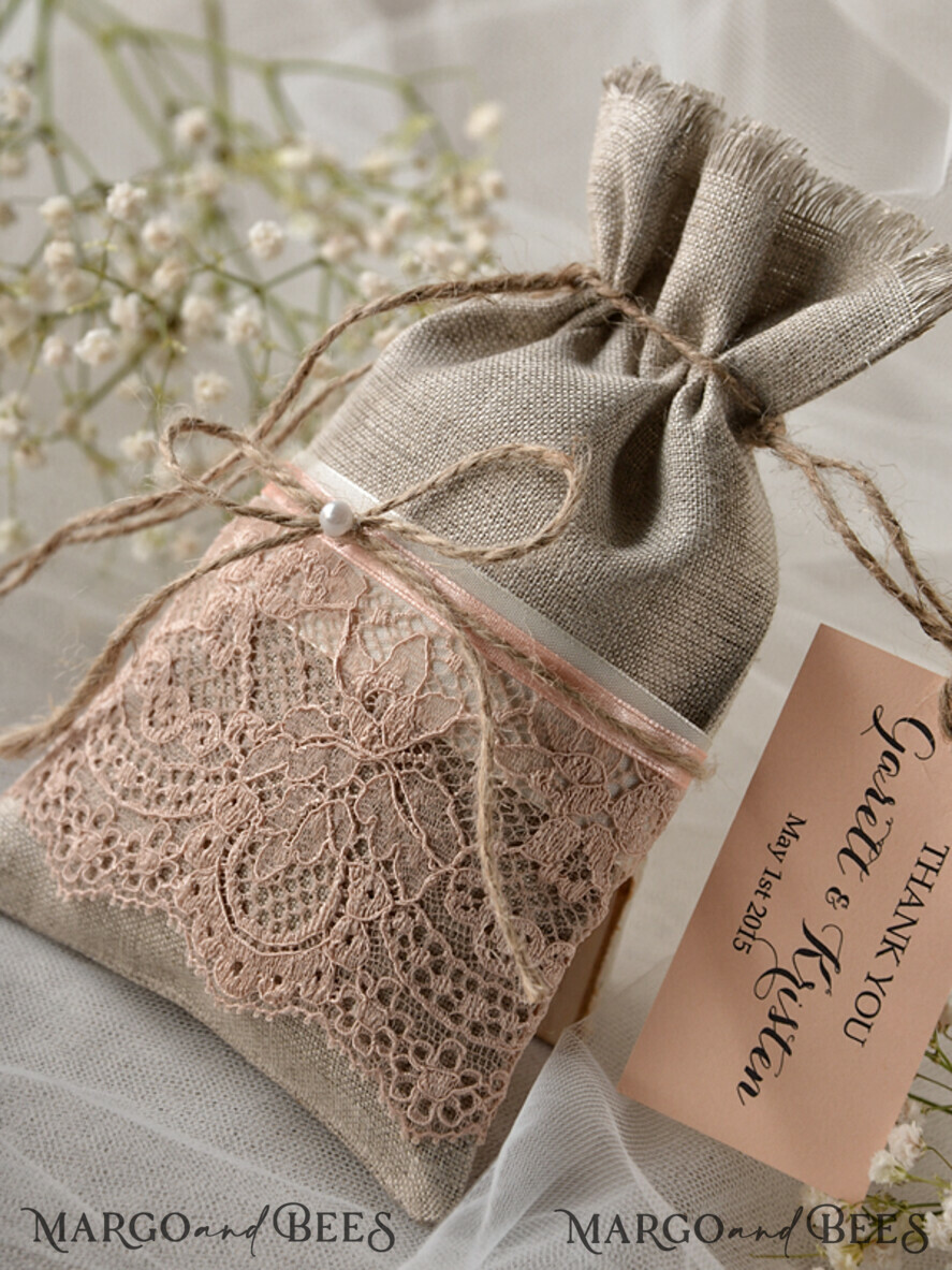 WEDDING FAVORS Shabby Chic Linen Favor Bags wedding Favors shabby chic linen bags