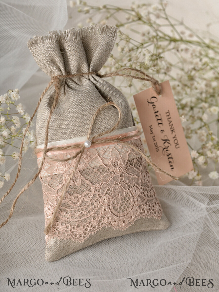 WEDDING FAVORS Shabby Chic Linen Favor Bags wedding Favors shabby chic linen bags
