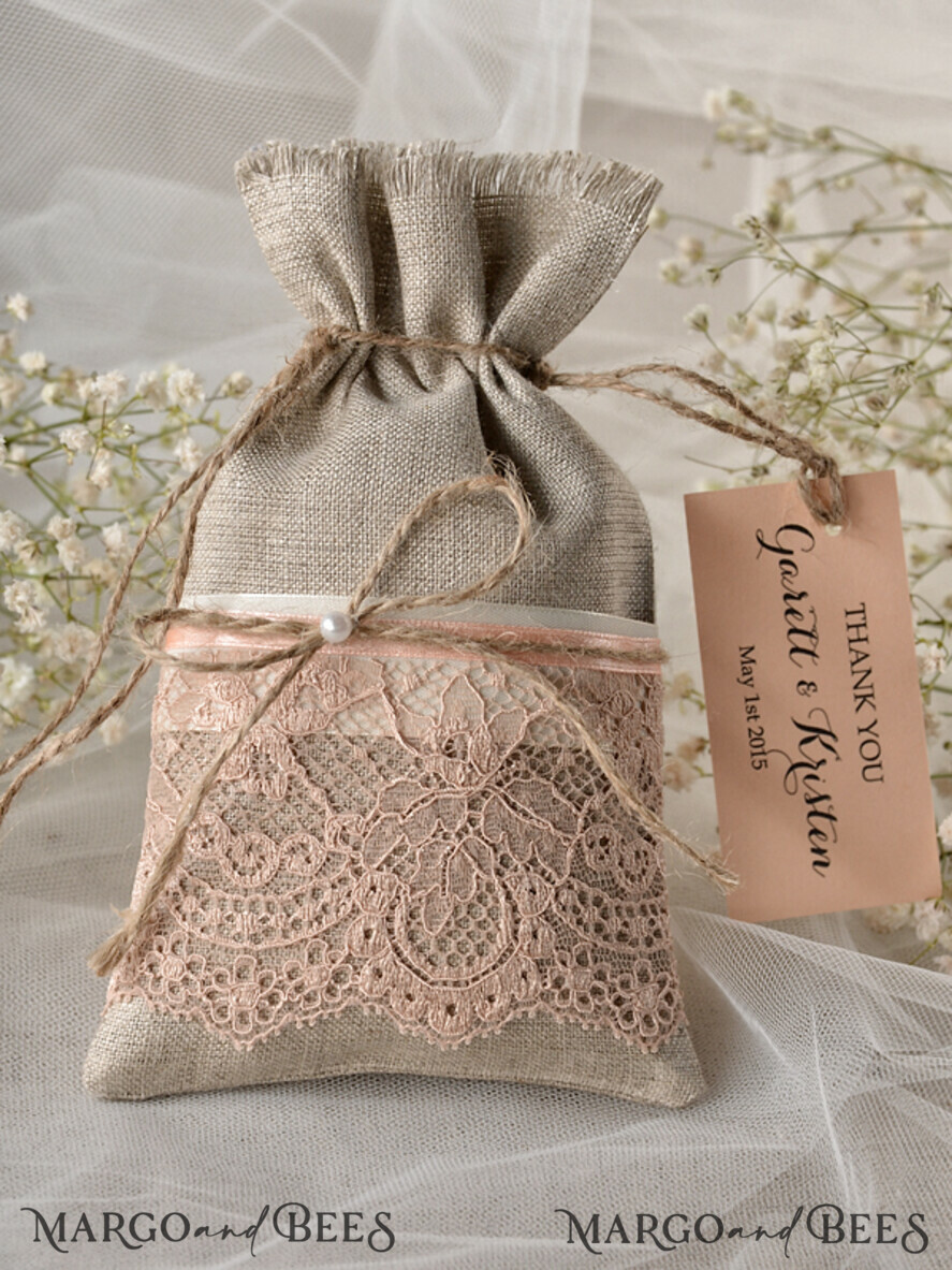 WEDDING FAVORS Shabby Chic Linen Favor Bags wedding Favors shabby chic linen bags