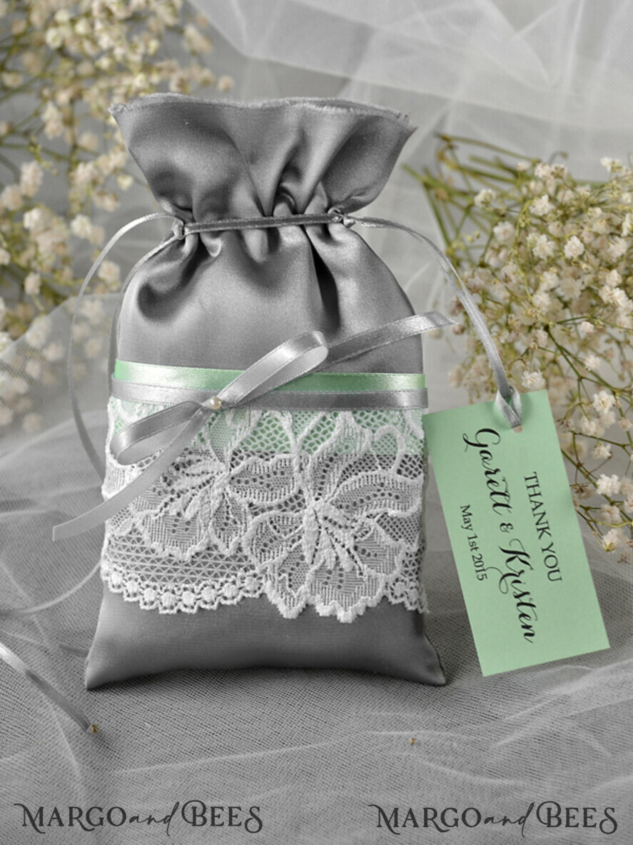 HOCHZEITSGESCHENKE Geschenktüten aus Satin und Spitze Hochzeitsgeschenk, Vintage-Spitzen-Satinbeutel