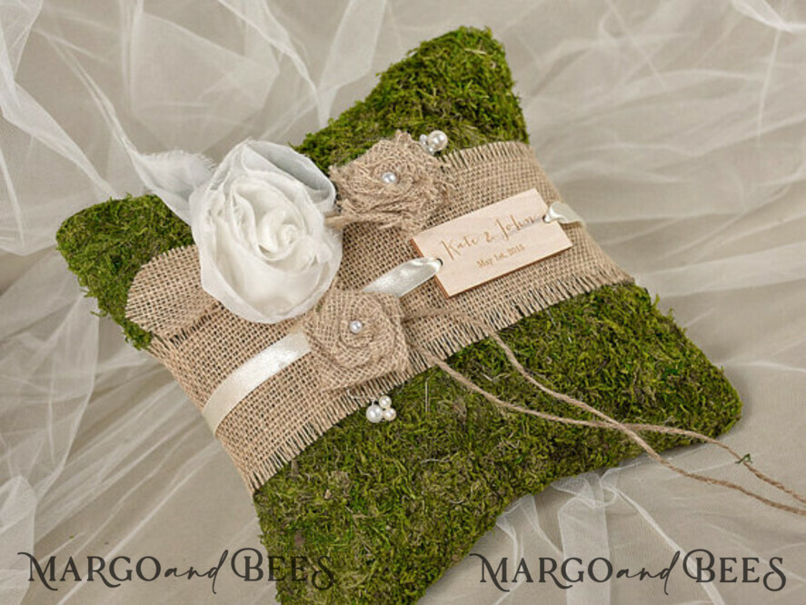 RING BEARER BOXES & PILLOWS moss rustic ring box