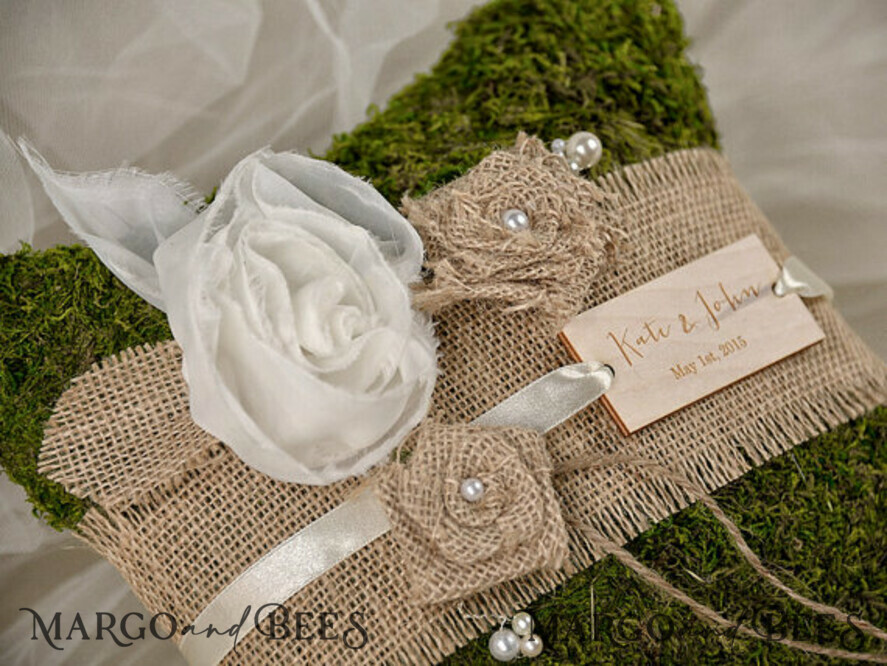 RING BEARER BOXES & PILLOWS moss rustic ring box