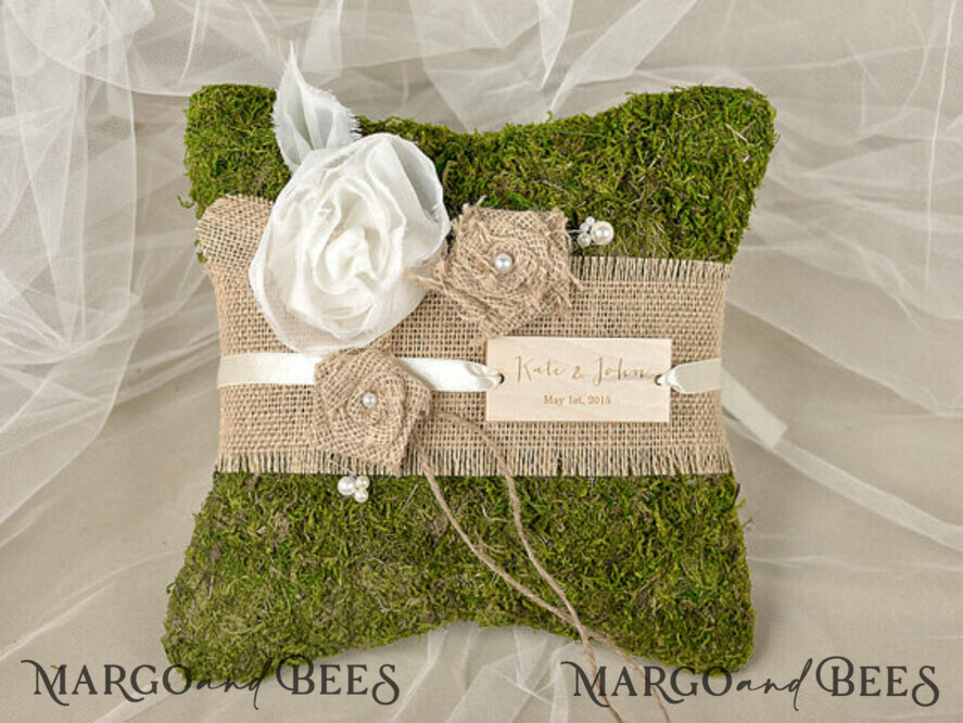RING BEARER BOXES & PILLOWS moss rustic ring box