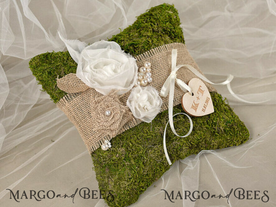 RING BEARER BOXES & PILLOWS moss rustic wedding pillow