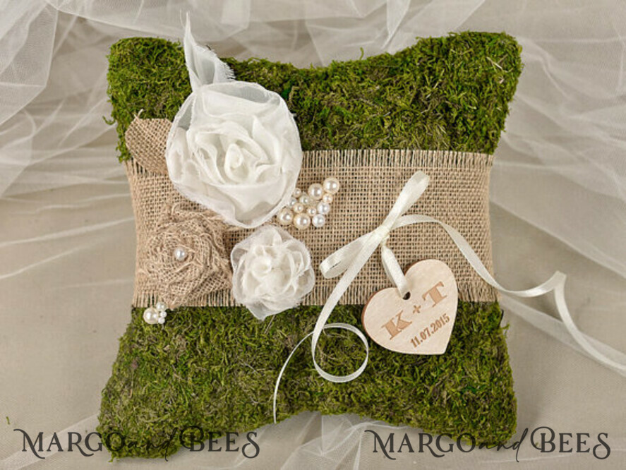 RING BEARER BOXES & PILLOWS moss rustic wedding pillow