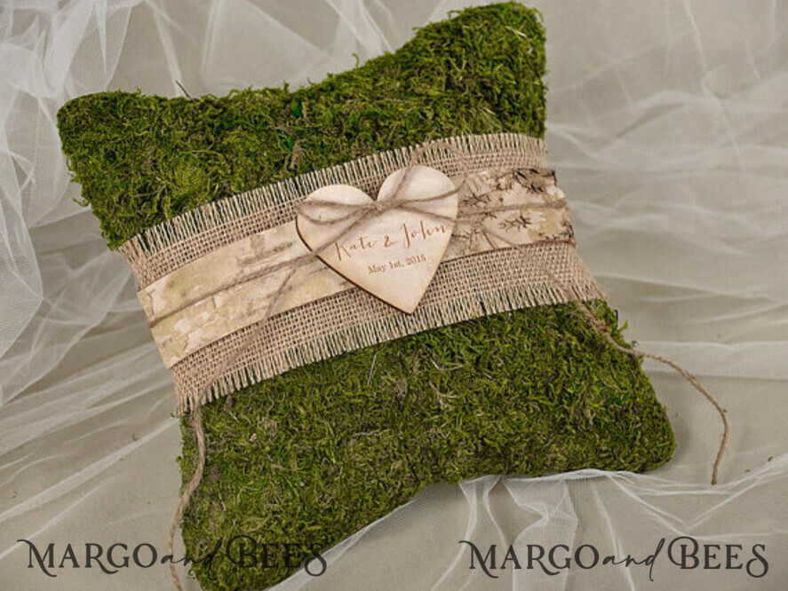 RING BEARER BOXES & PILLOWS moss rustic wedding bearers