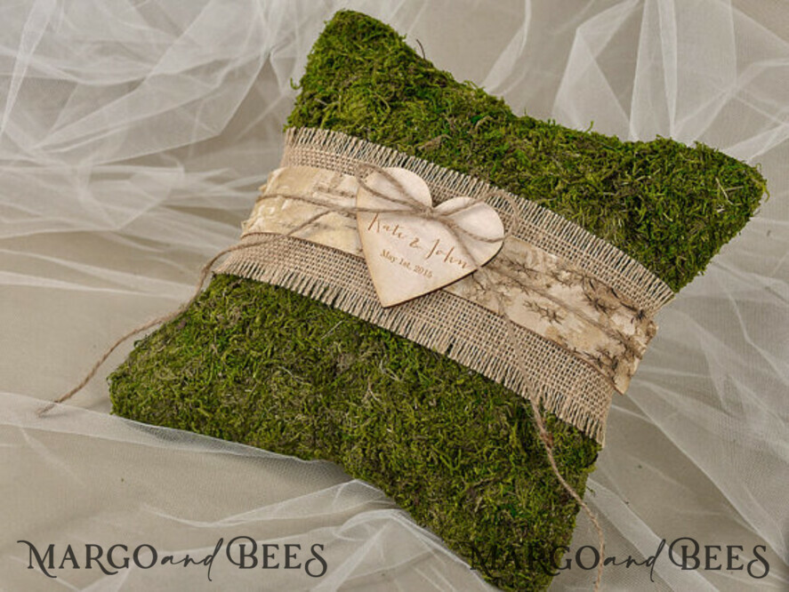 RING BEARER BOXES & PILLOWS moss rustic wedding bearers