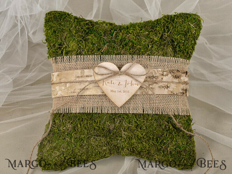 RING BEARER BOXES & PILLOWS moss rustic wedding bearers