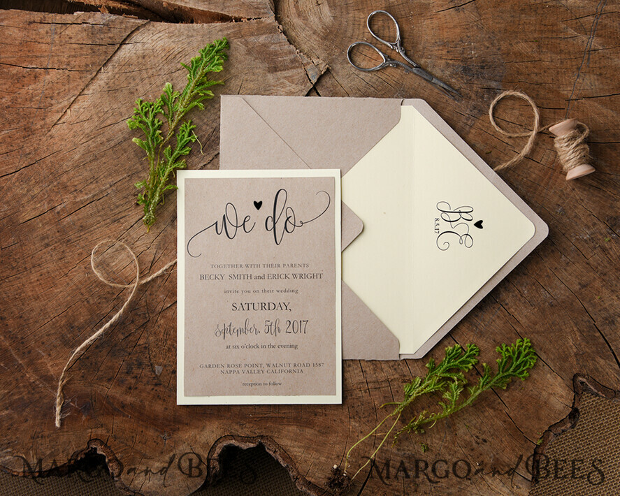 WEDDING INVITATIONS forest / Mountains / woodland theme Personalised Wedding invitations, rustic barn invites