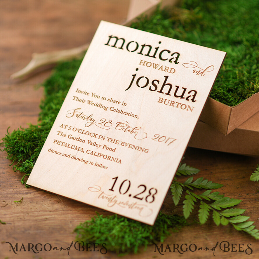 HOCHZEITS EINLADUNGEN Wald / Berge / Waldlandschaft Thema Hochzeitseinladungen individuell, Holzstationery aus dem Wald