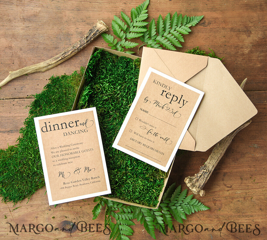 HOCHZEITS EINLADUNGEN Wald / Berge / Waldlandschaft Thema Hochzeitseinladungen individuell, Holzstationery aus dem Wald