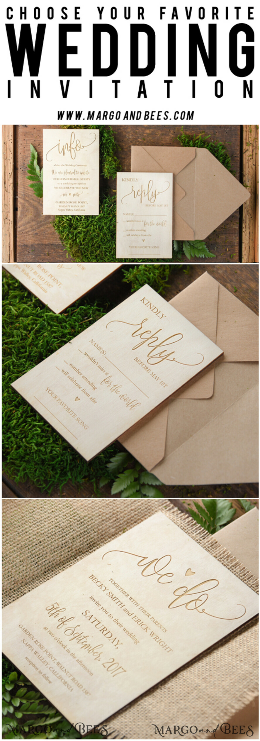 WEDDING INVITATIONS forest / Mountains / woodland theme Wedding invitations custom colors, wooden invites