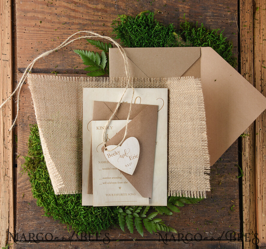 WEDDING INVITATIONS forest / Mountains / woodland theme Wedding invitations custom colors, wooden invites