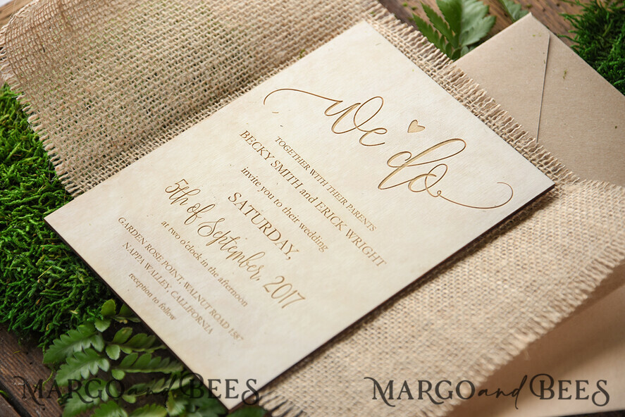 WEDDING INVITATIONS forest / Mountains / woodland theme Wedding invitations custom colors, wooden invites