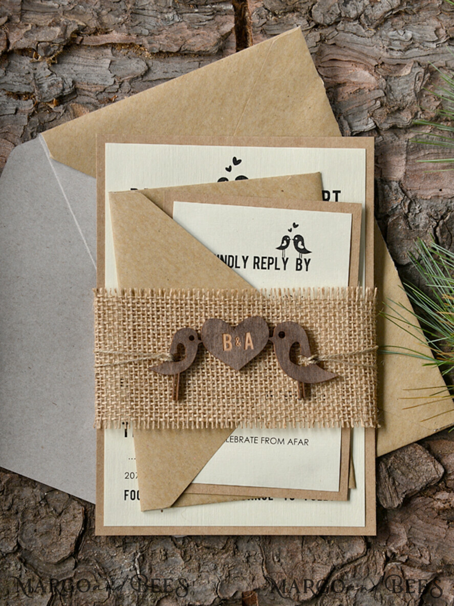 HOCHZEITS EINLADUNGEN Wald / Berge / Waldlandschaft Thema Einzigartige Hochzeitskarten, rustikale Einladungen