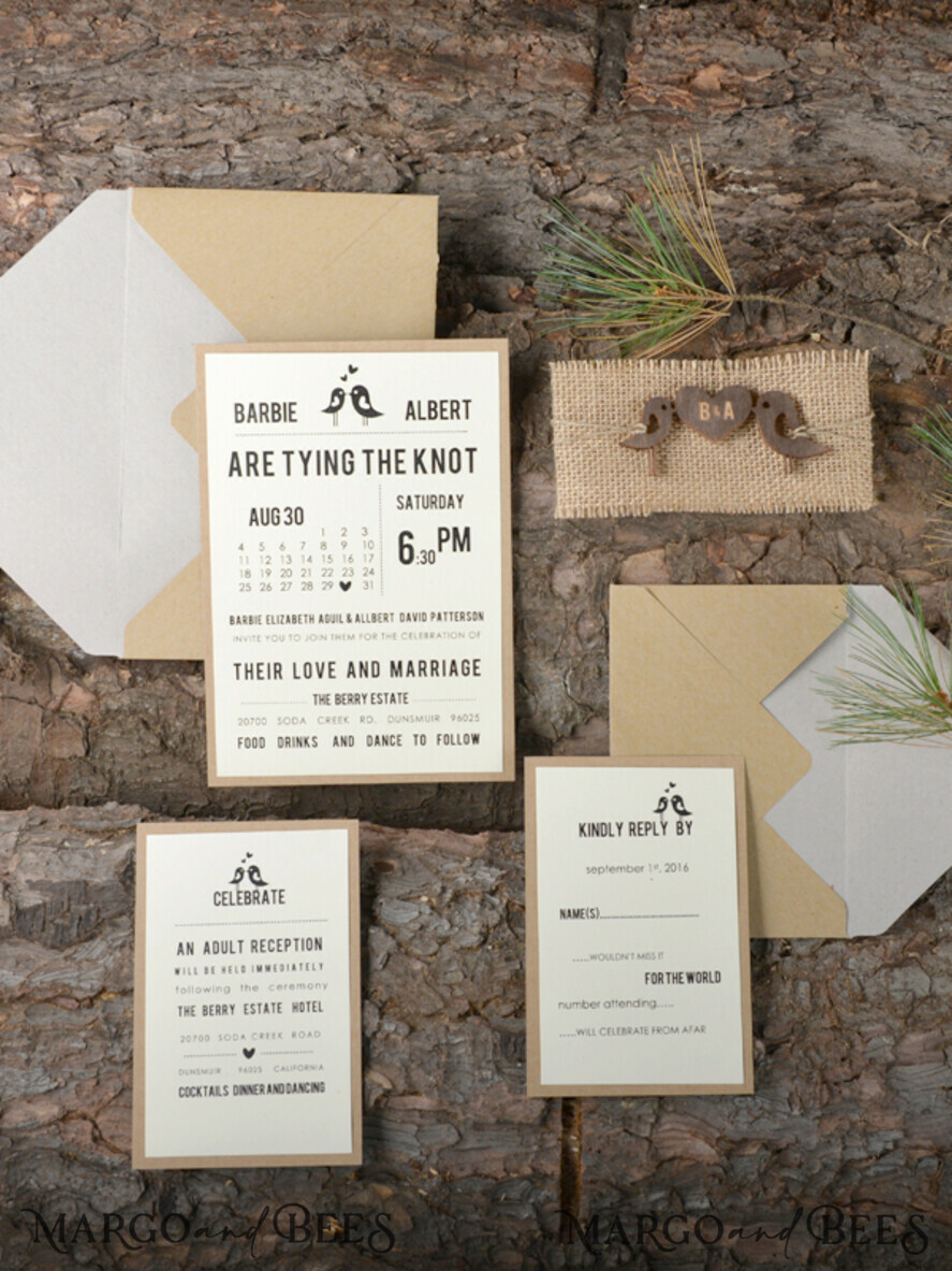 HOCHZEITS EINLADUNGEN Wald / Berge / Waldlandschaft Thema Einzigartige Hochzeitskarten, rustikale Einladungen