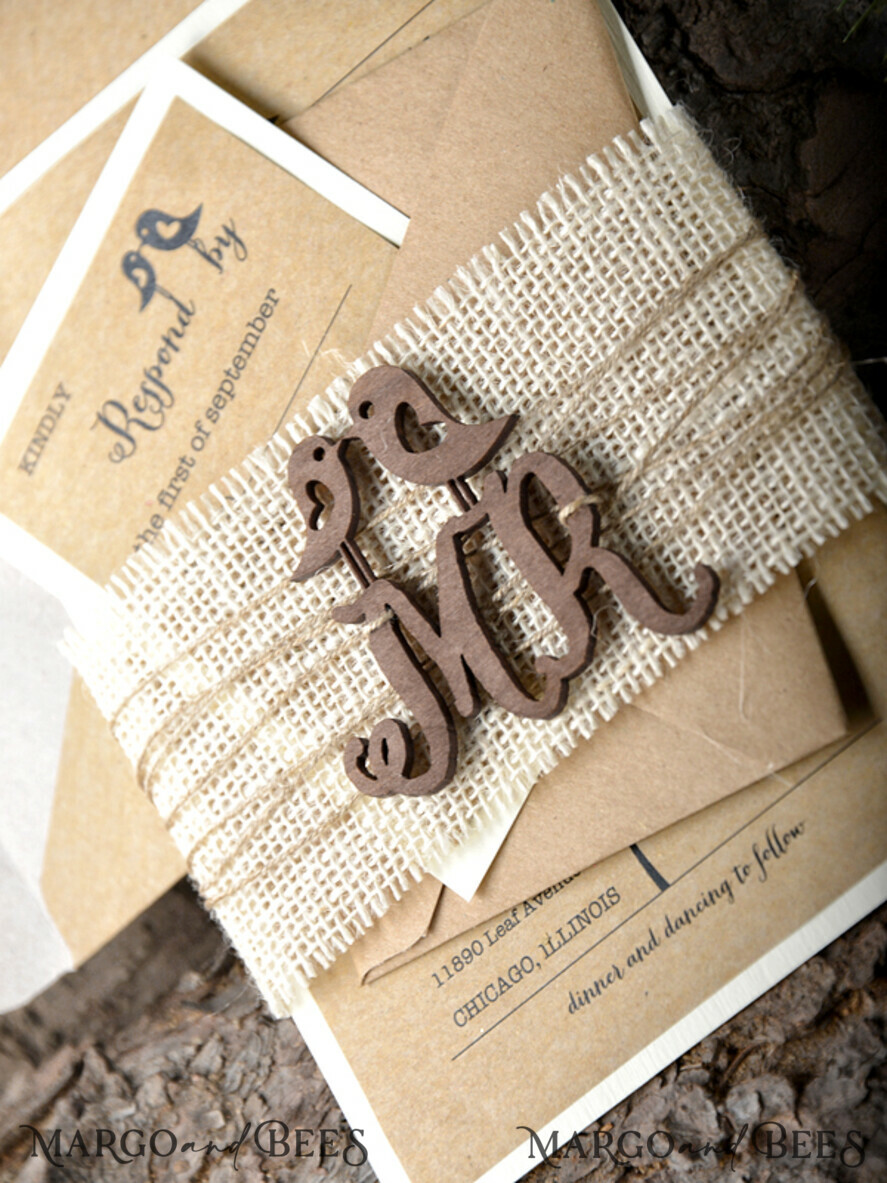 WEDDING INVITATIONS forest / Mountains / woodland theme Stylish wedding invitation, wooden invites