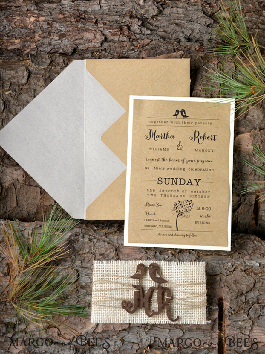 WEDDING INVITATIONS forest / Mountains / woodland theme Stylish wedding invitation, wooden invites
