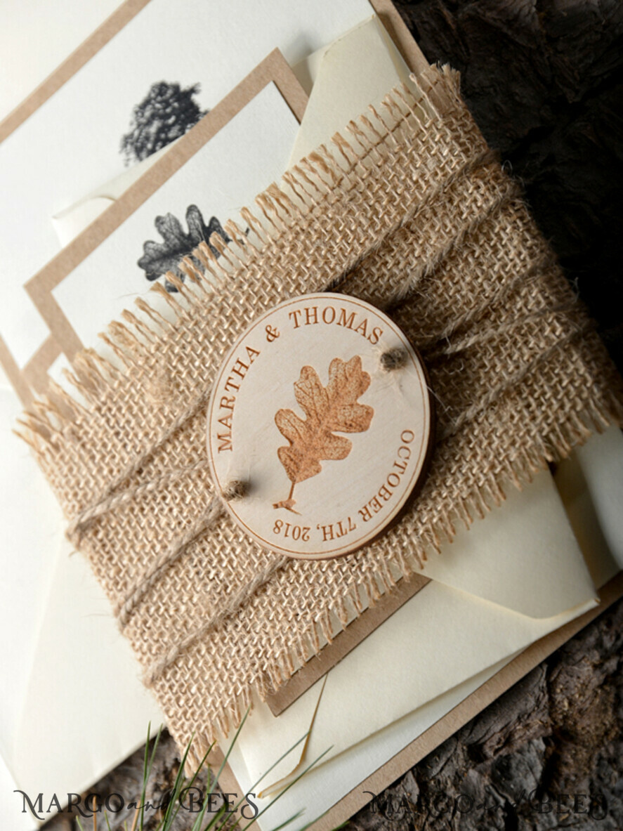 WEDDING INVITATIONS forest / Mountains / woodland theme Elegant Wedding invitations, wooden invites
