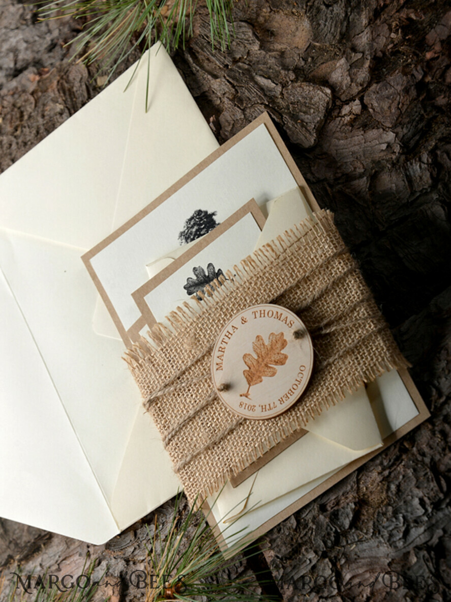 WEDDING INVITATIONS forest / Mountains / woodland theme Elegant Wedding invitations, wooden invites