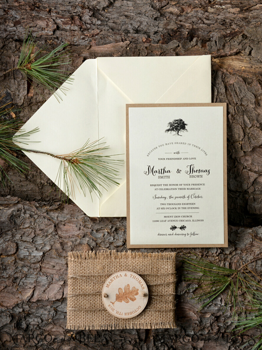WEDDING INVITATIONS forest / Mountains / woodland theme Elegant Wedding invitations, wooden invites