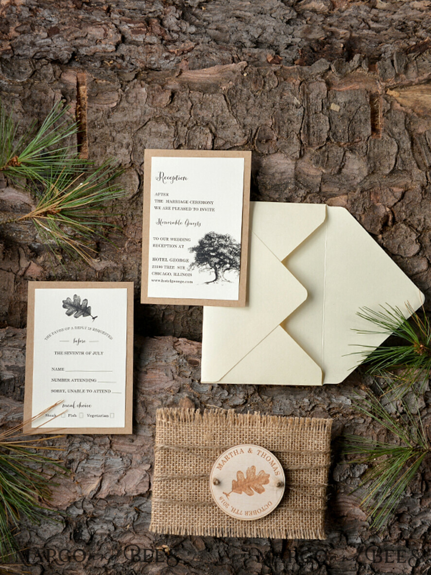 WEDDING INVITATIONS forest / Mountains / woodland theme Elegant Wedding invitations, wooden invites