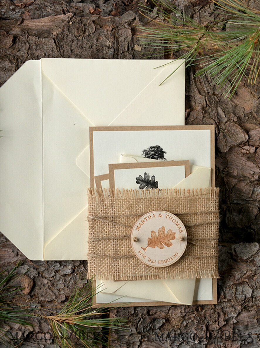 WEDDING INVITATIONS forest / Mountains / woodland theme Elegant Wedding invitations, wooden invites