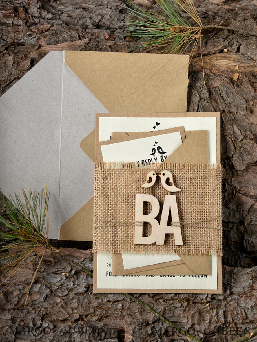 WEDDING INVITATIONS forest / Mountains / woodland theme Wedding invitations custom, wooden invites