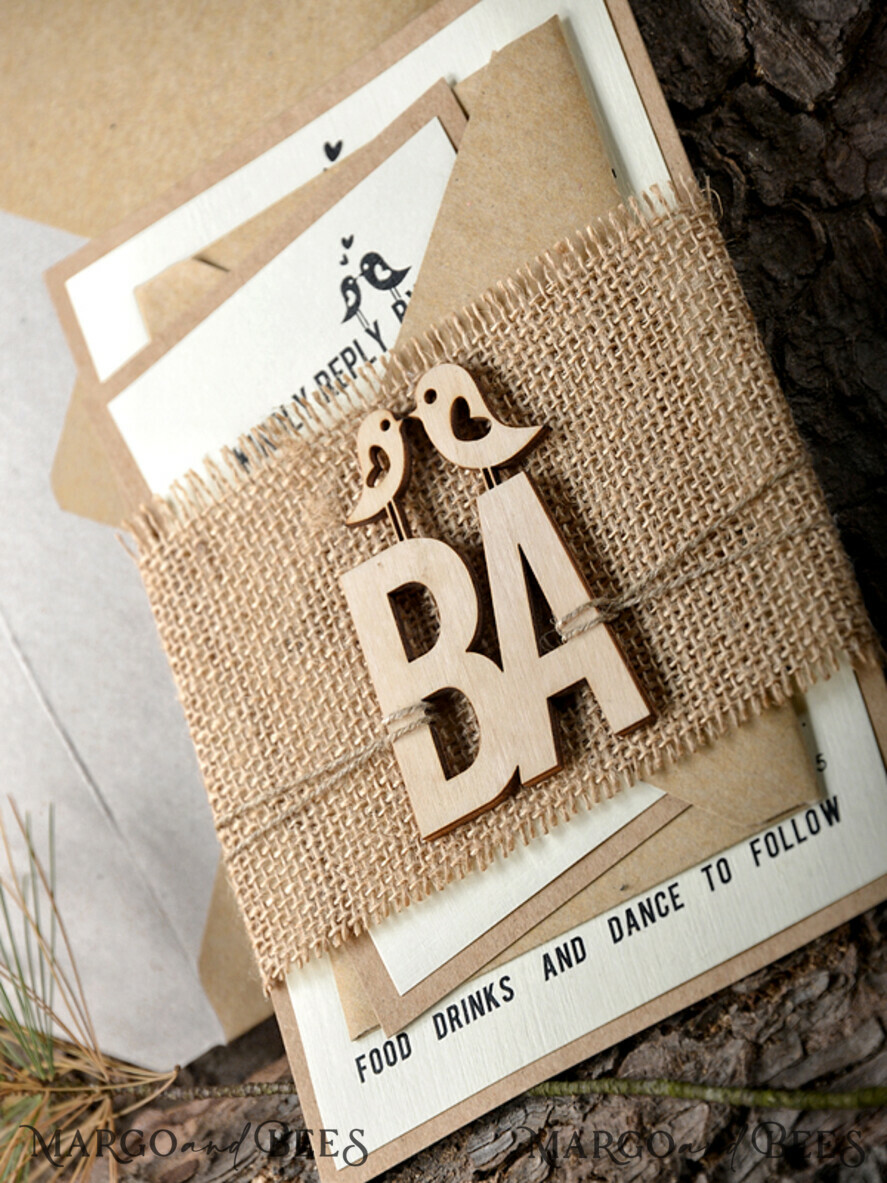 WEDDING INVITATIONS forest / Mountains / woodland theme Wedding invitations custom, wooden invites