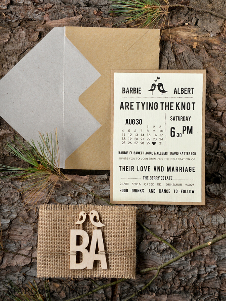 WEDDING INVITATIONS forest / Mountains / woodland theme Wedding invitations custom, wooden invites