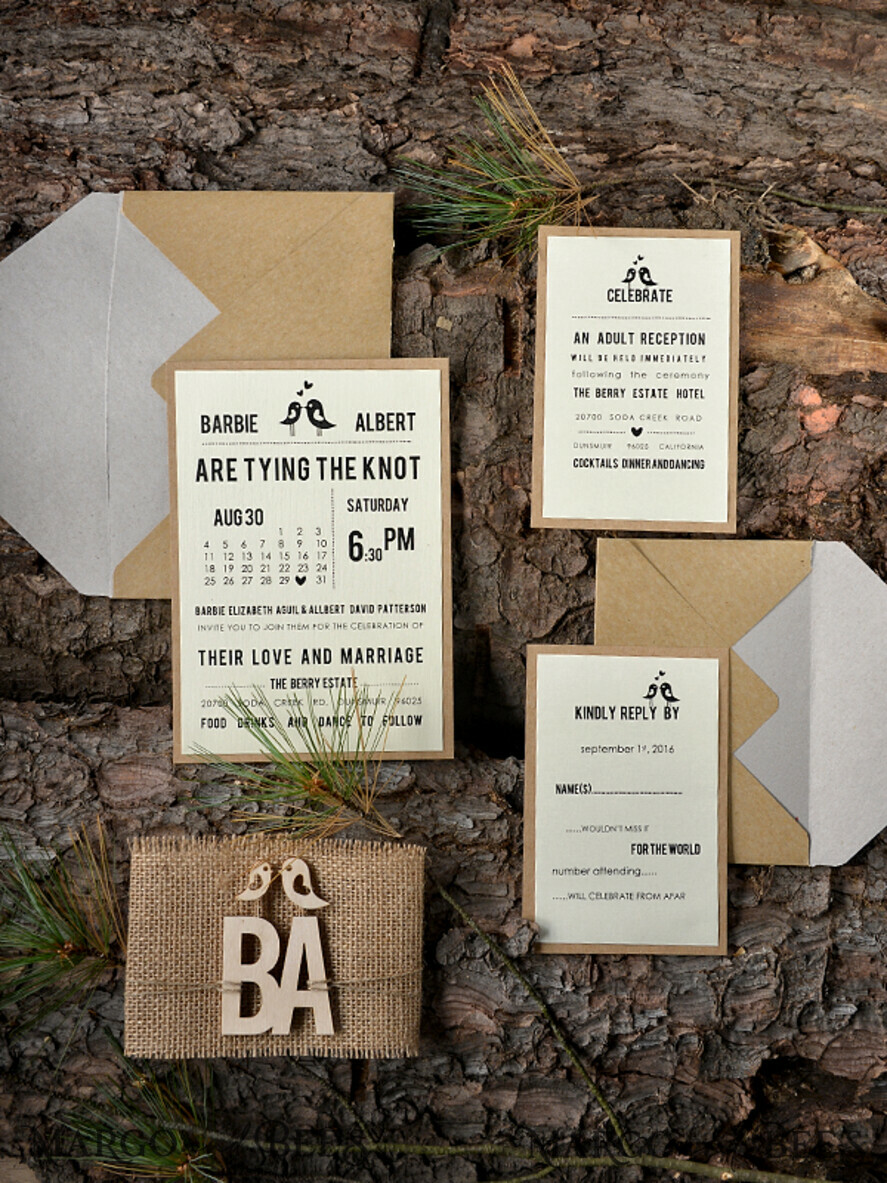 WEDDING INVITATIONS forest / Mountains / woodland theme Wedding invitations custom, wooden invites