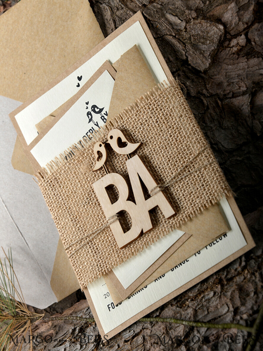 WEDDING INVITATIONS forest / Mountains / woodland theme Wedding invitations custom, wooden invites