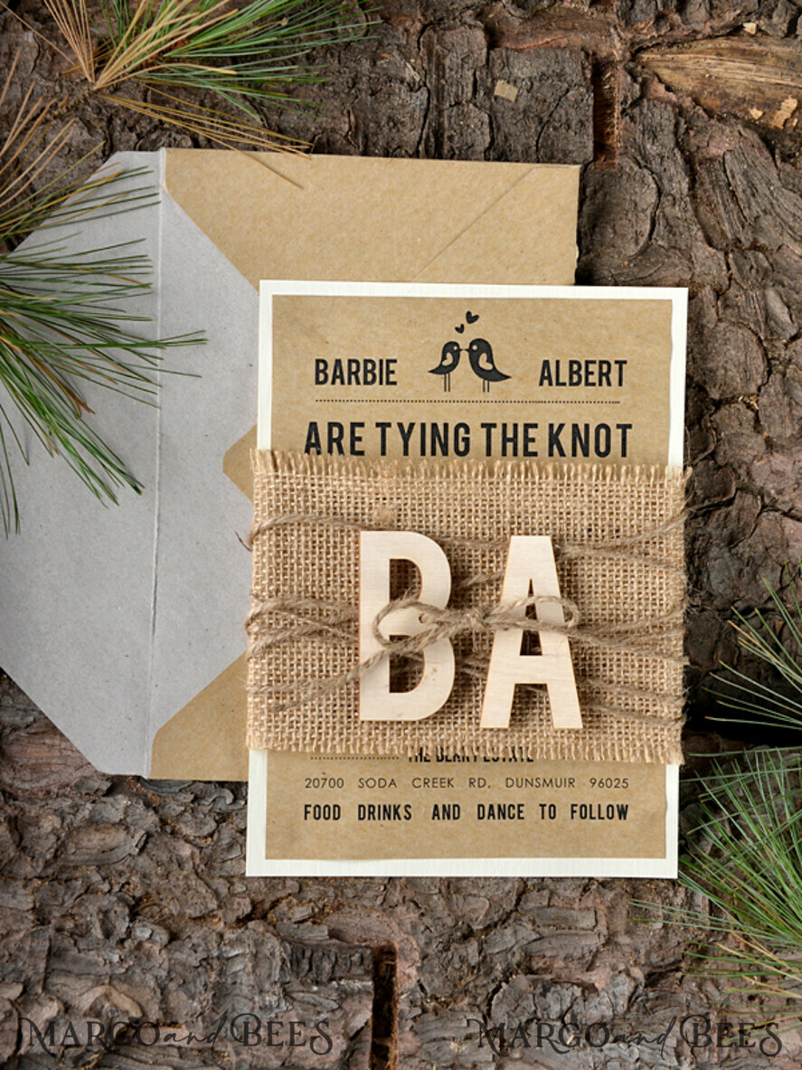 WEDDING INVITATIONS forest / Mountains / woodland theme Wedding invitations handmade, country barn stationery