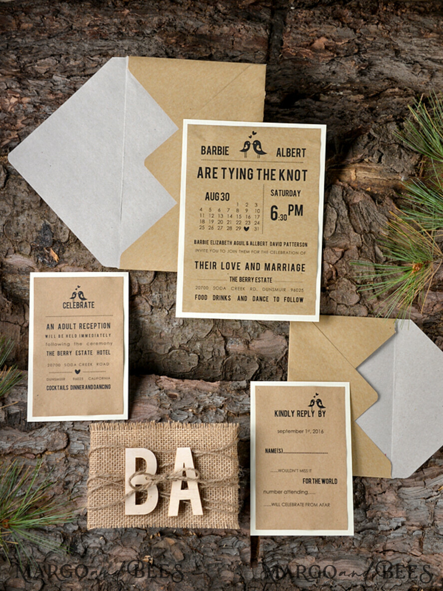 WEDDING INVITATIONS forest / Mountains / woodland theme Wedding invitations handmade, country barn stationery