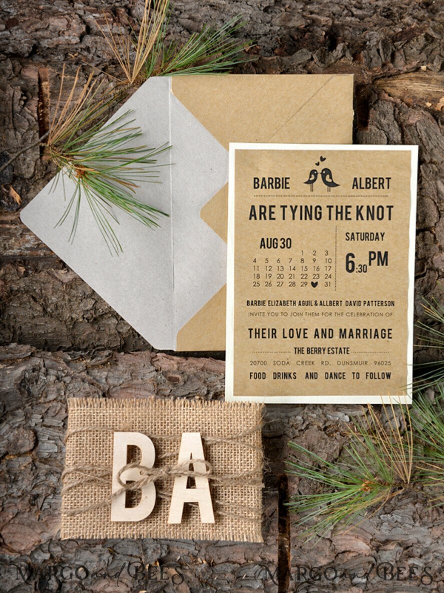 WEDDING INVITATIONS forest / Mountains / woodland theme Wedding invitations handmade, country barn stationery