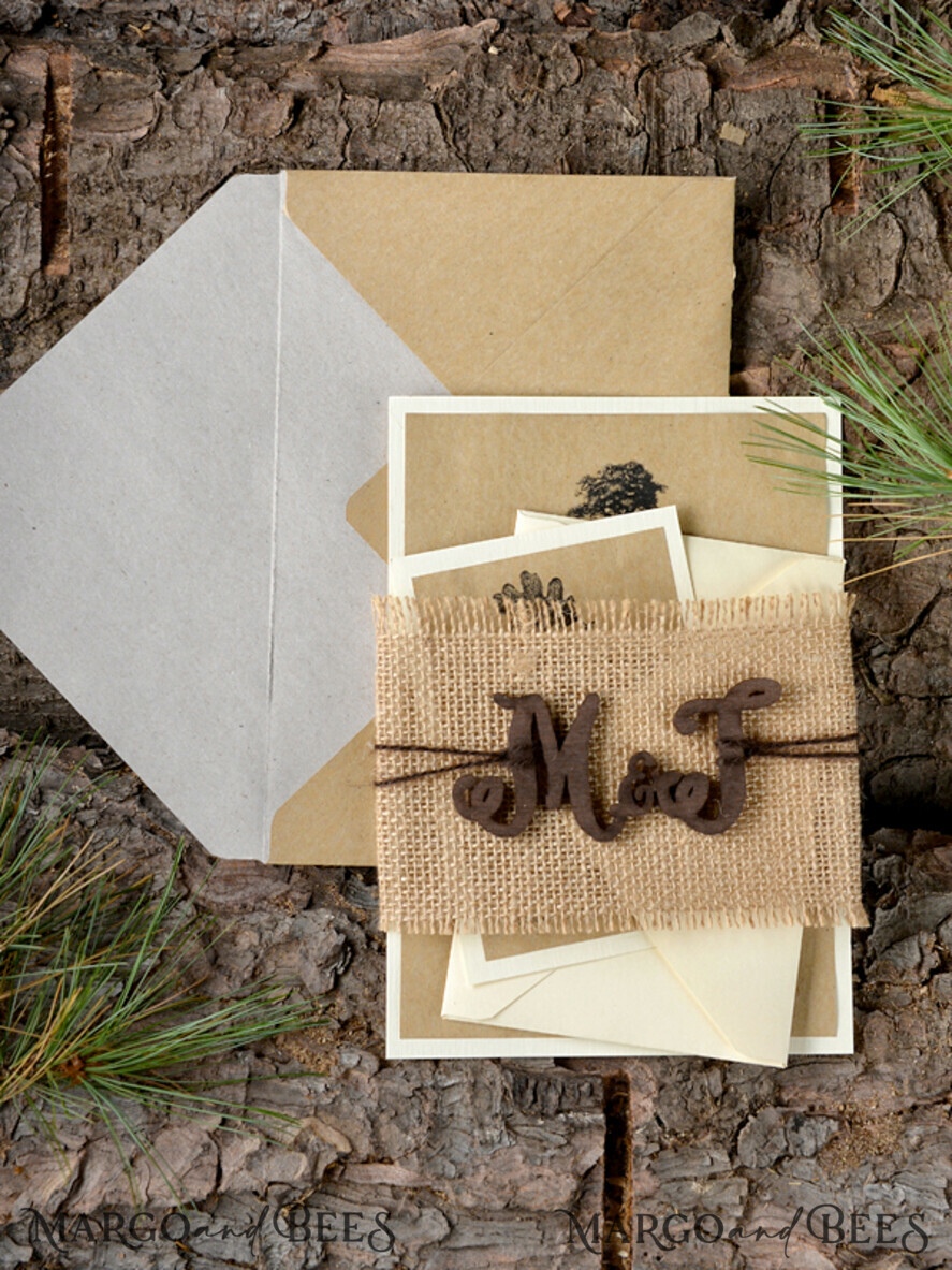 WEDDING INVITATIONS forest / Mountains / woodland theme Personalised wedding invitation, natural rustic stationery