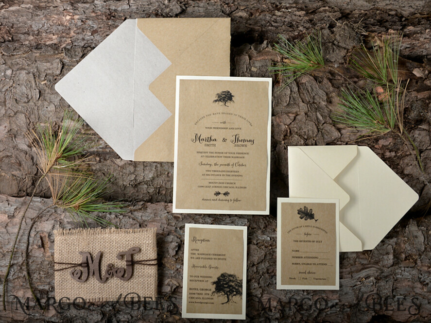 WEDDING INVITATIONS forest / Mountains / woodland theme Personalised wedding invitation, natural rustic stationery