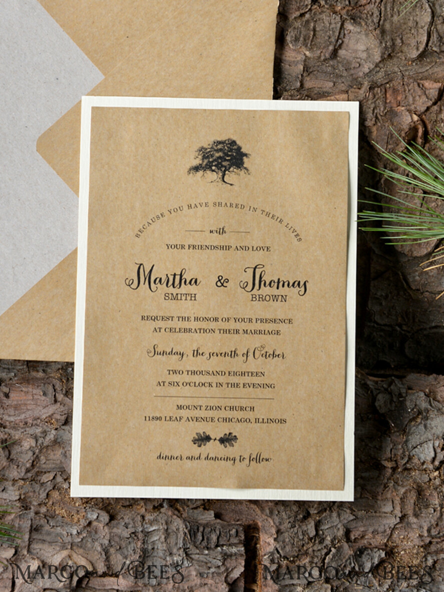 WEDDING INVITATIONS forest / Mountains / woodland theme Personalised wedding invitation, natural rustic stationery