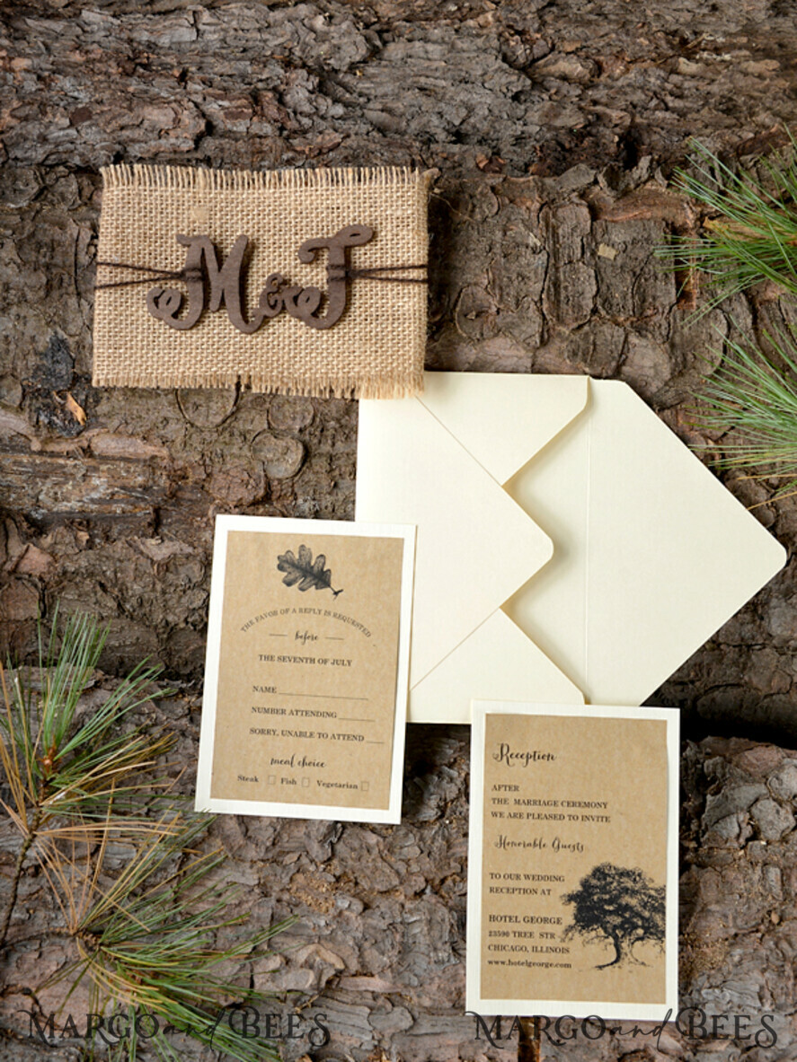 WEDDING INVITATIONS forest / Mountains / woodland theme Personalised wedding invitation, natural rustic stationery