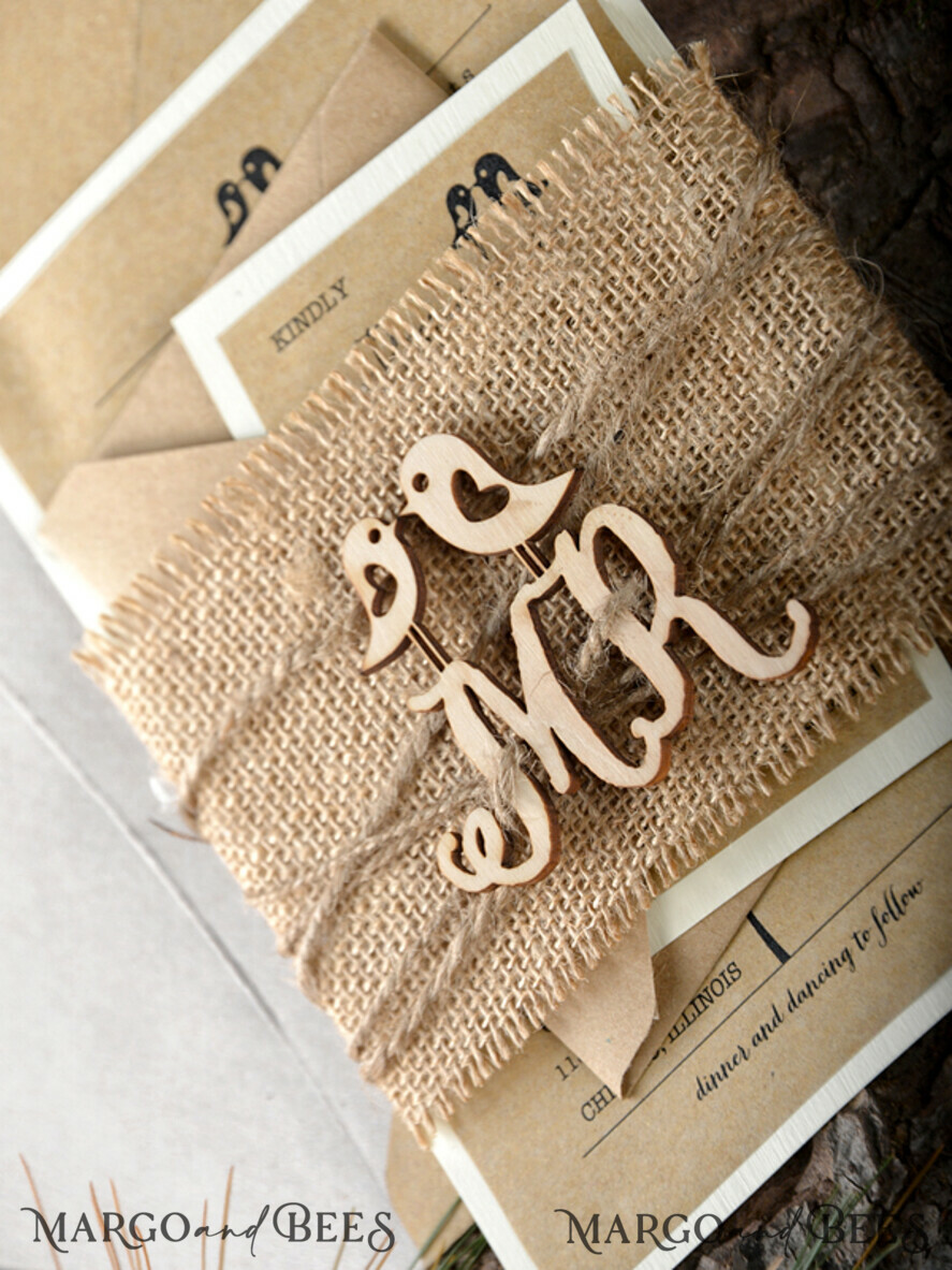 WEDDING INVITATIONS forest / Mountains / woodland theme Elegant Wedding invitations, rustic wood stationery