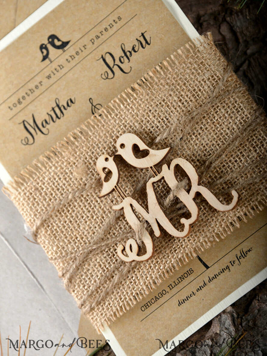 WEDDING INVITATIONS forest / Mountains / woodland theme Elegant Wedding invitations, rustic wood stationery